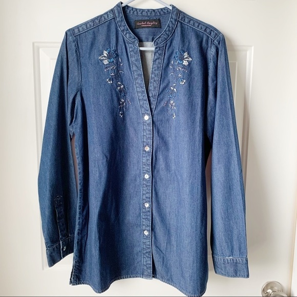 Isabel Hayley Chambray Embroidered Top - Picture 1 of 5